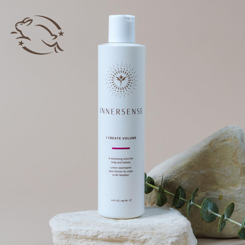 INNERSENSE styling lotion on bathroom counter in natural lifestyle setting
