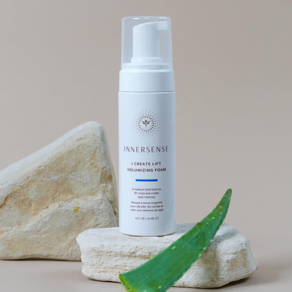INNERSENSE lifestyle bathroom shelf staged to convey natural, salon-quality routine