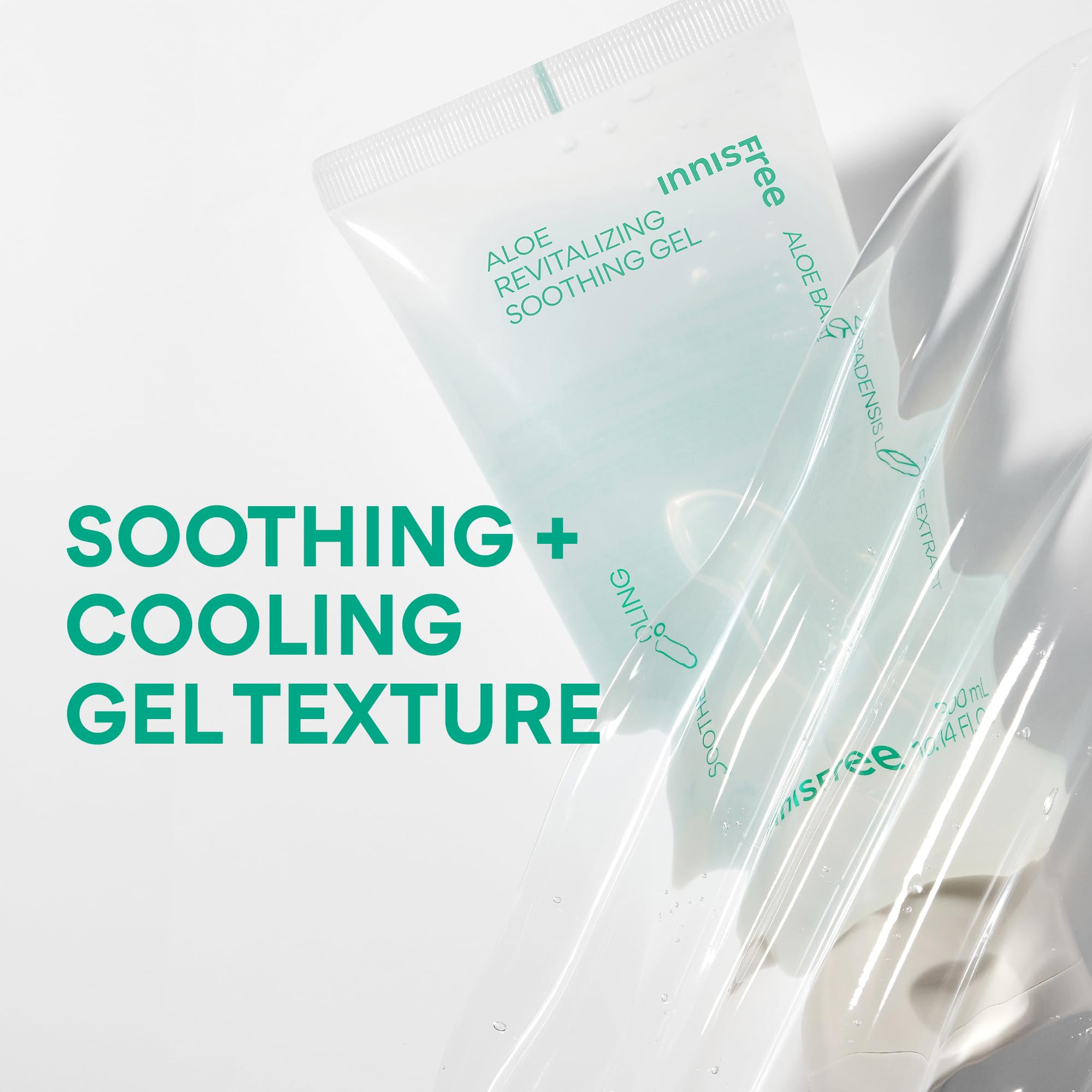 innisfree aloe gel applied to face to soothe sun-exposed skin fast