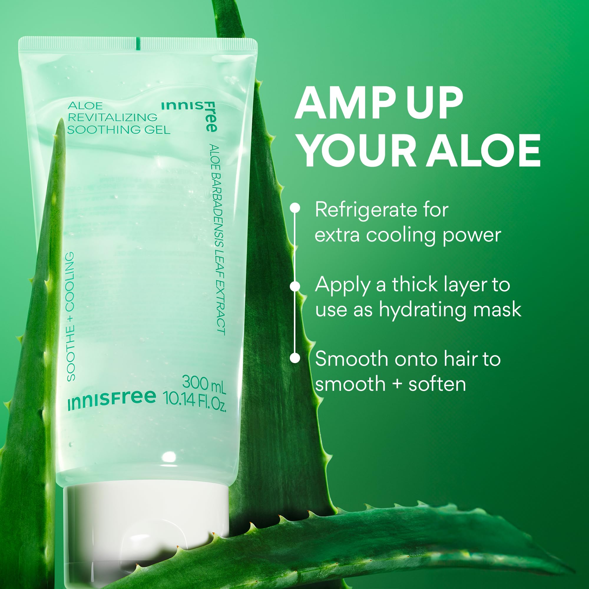 innisfree aloe gel used on hair ends to tame frizz and add moisture