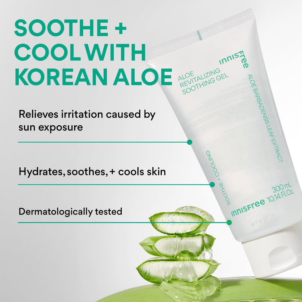 innisfree aloe gel texture close-up highlighting cooling, lightweight feel
