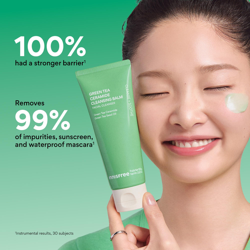 innisfree close-up of balm melting to oil for gentle breakdown of waterproof makeup
