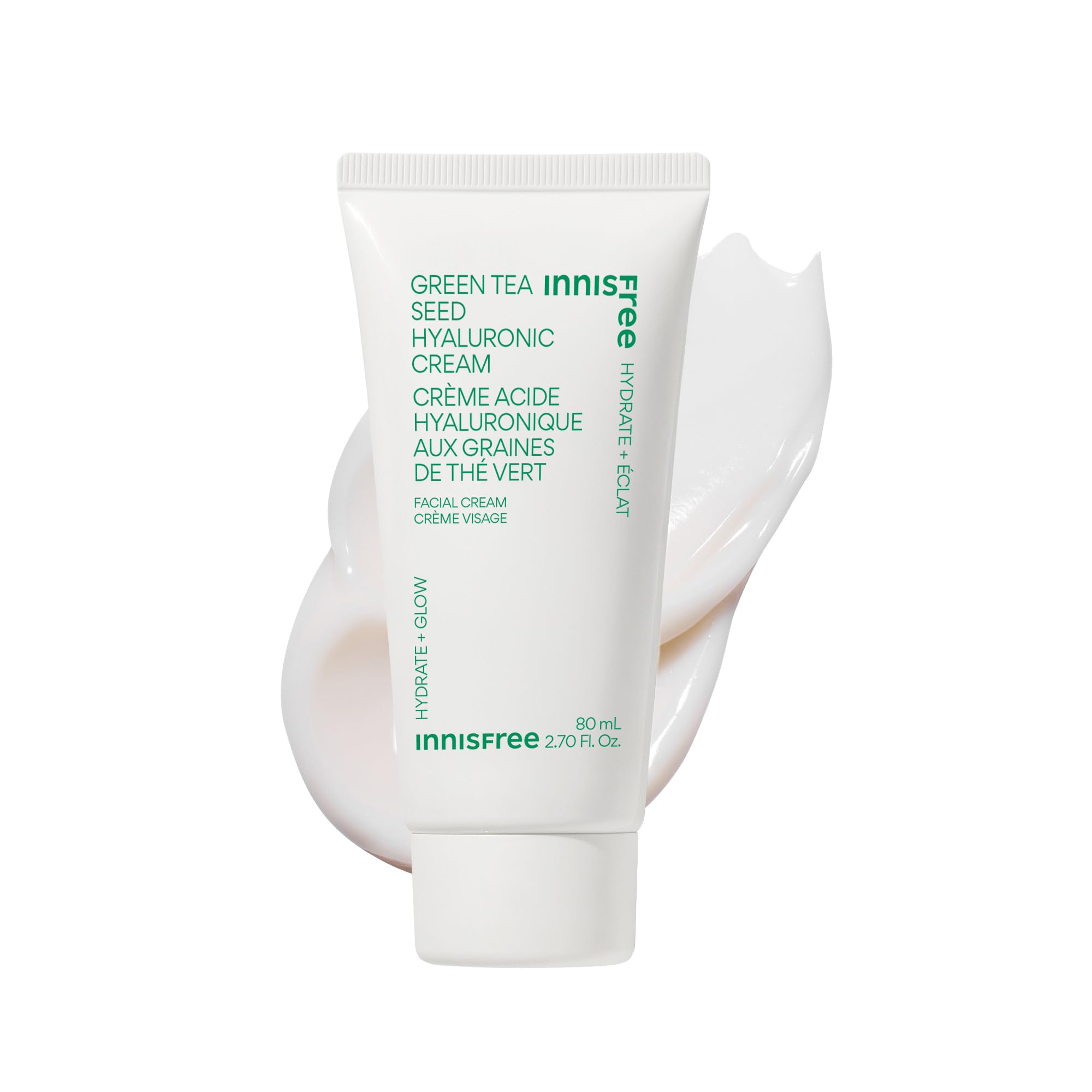innisfree jar front view showing green tea cream and hydrating benefit