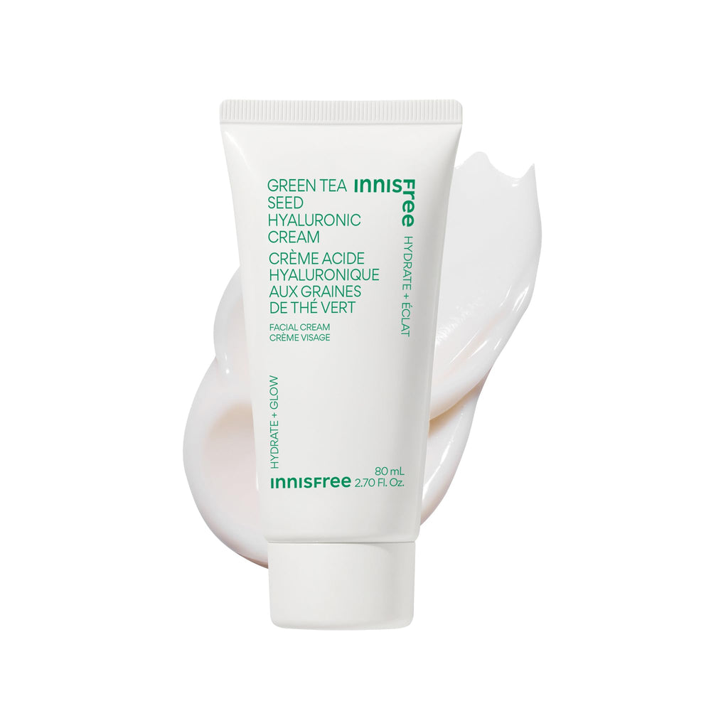 innisfree jar front view showing green tea cream and hydrating benefit