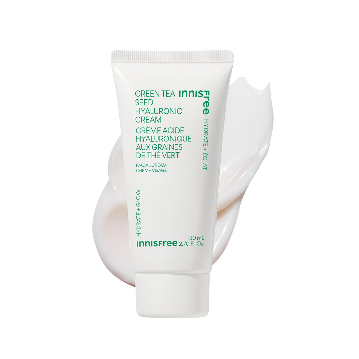 innisfree jar front view showing green tea cream and hydrating benefit