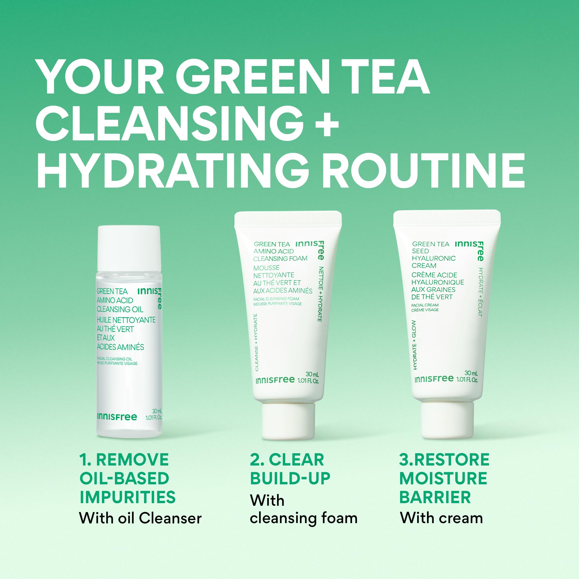 innisfree green tea ingredient shot emphasizing natural hydration benefits