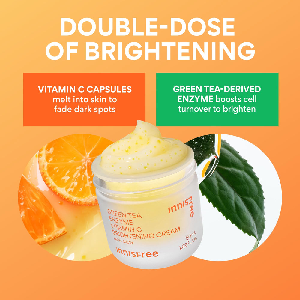 innisfree label close-up highlighting Vitamin C and green tea enzyme