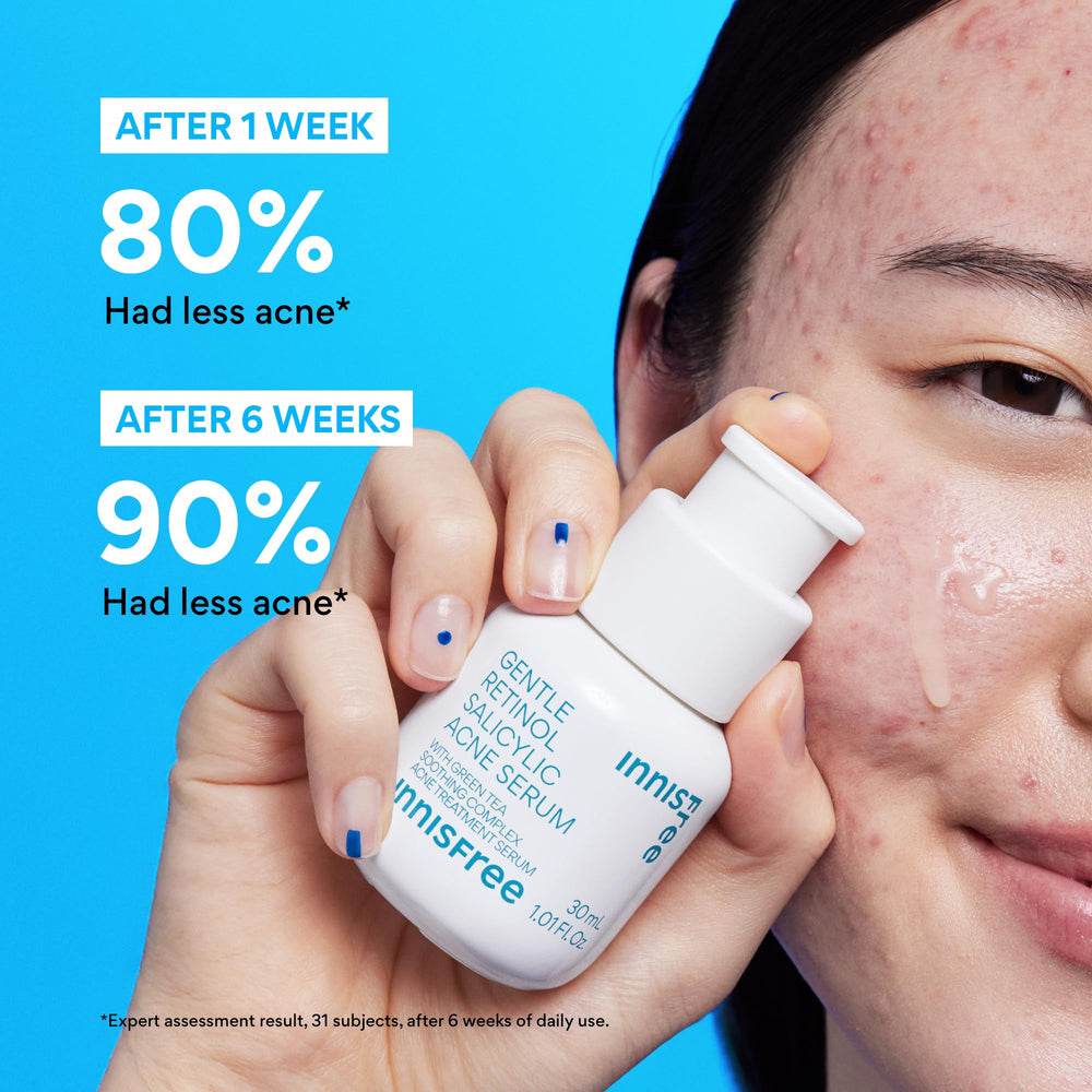 innisfree dispensing serum on fingertip for controlled daily application