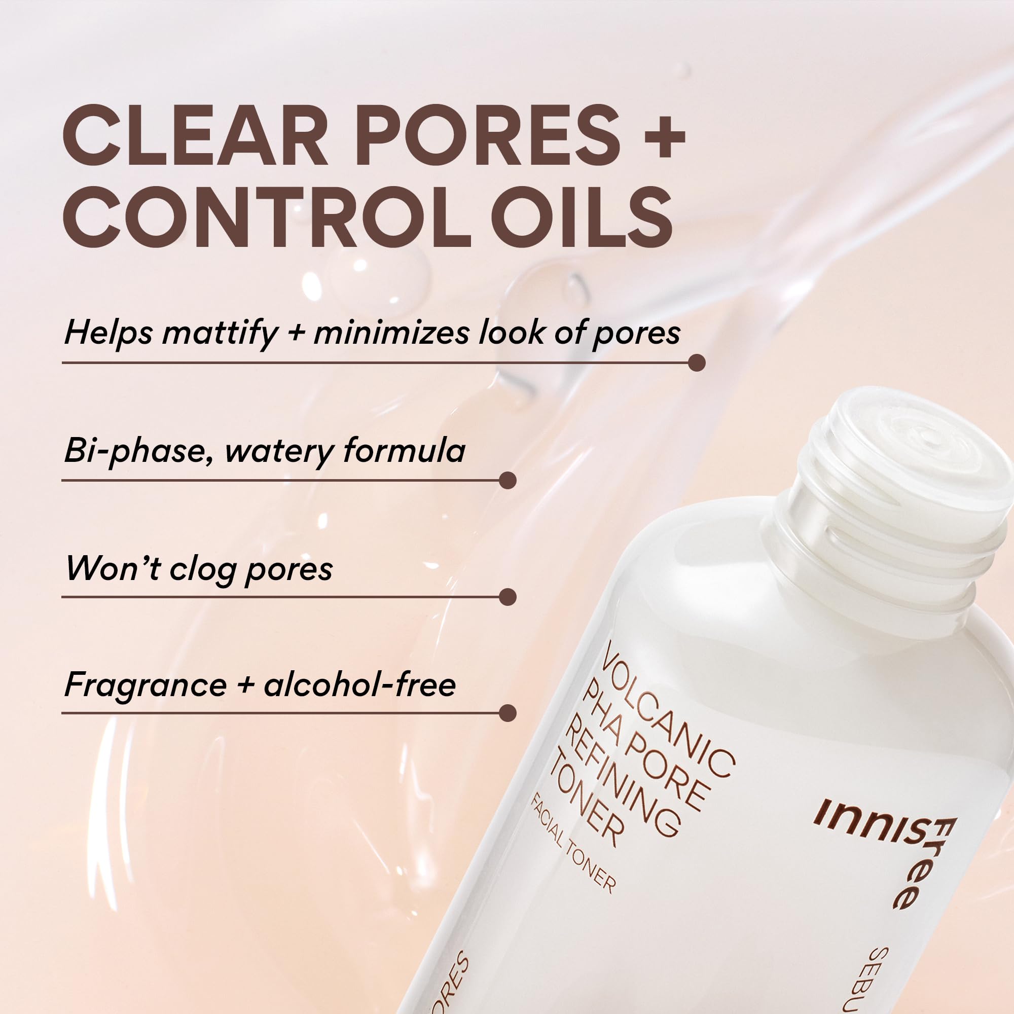innisfree toner being shaken to mix volcanic clusters for even results