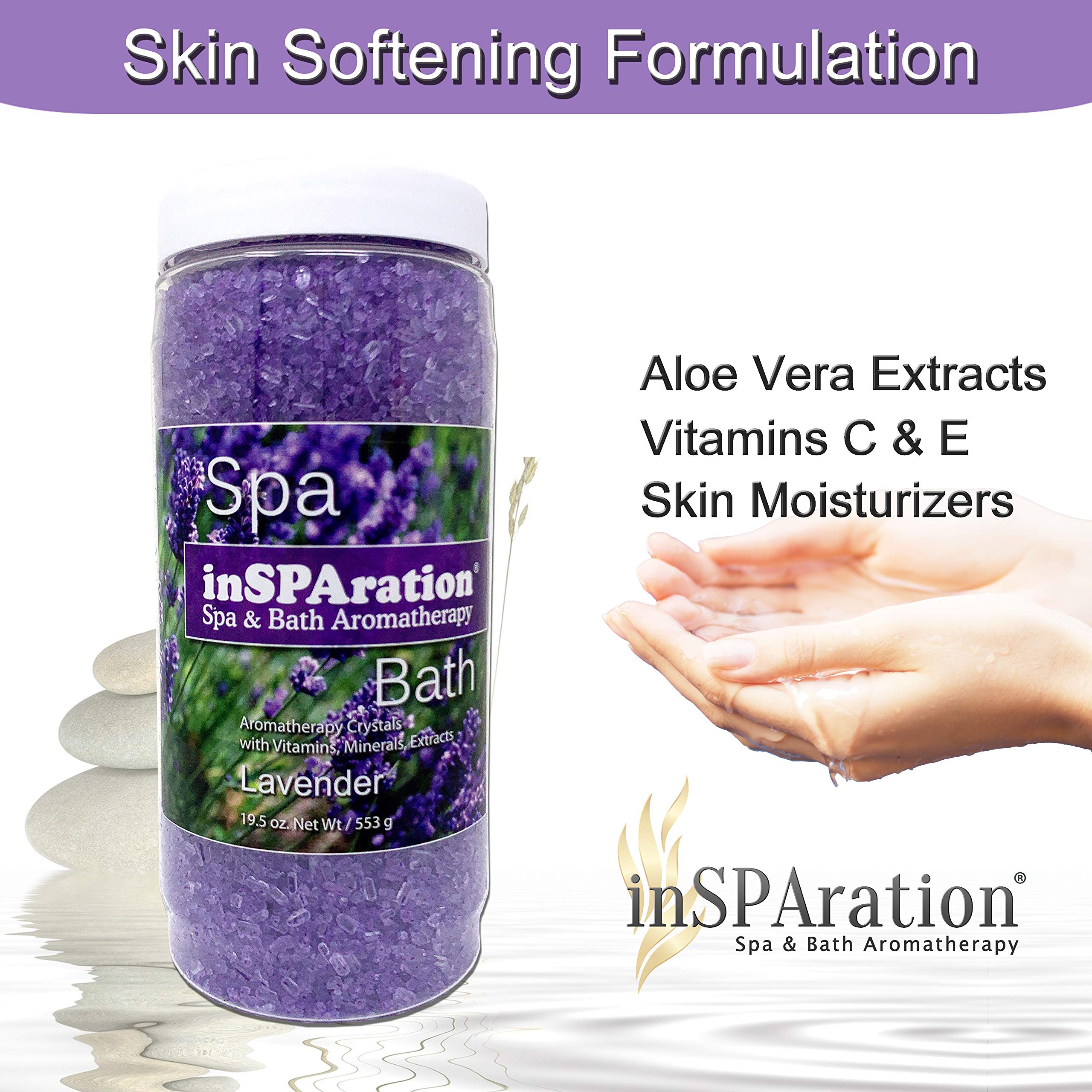 InSPAration crystals dissolving in a spa bath for relaxing aroma