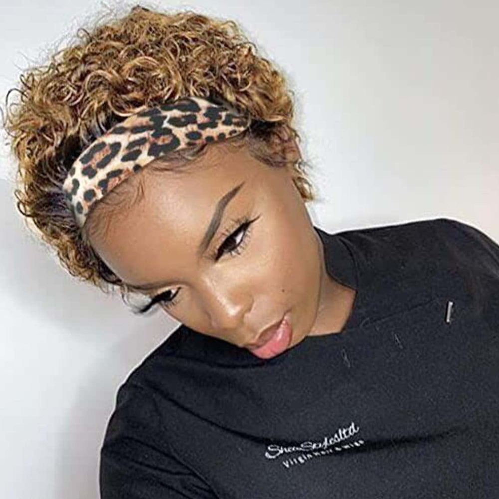INSTASTYLE front view headband wig showing polished pixie style and quick wear benefit