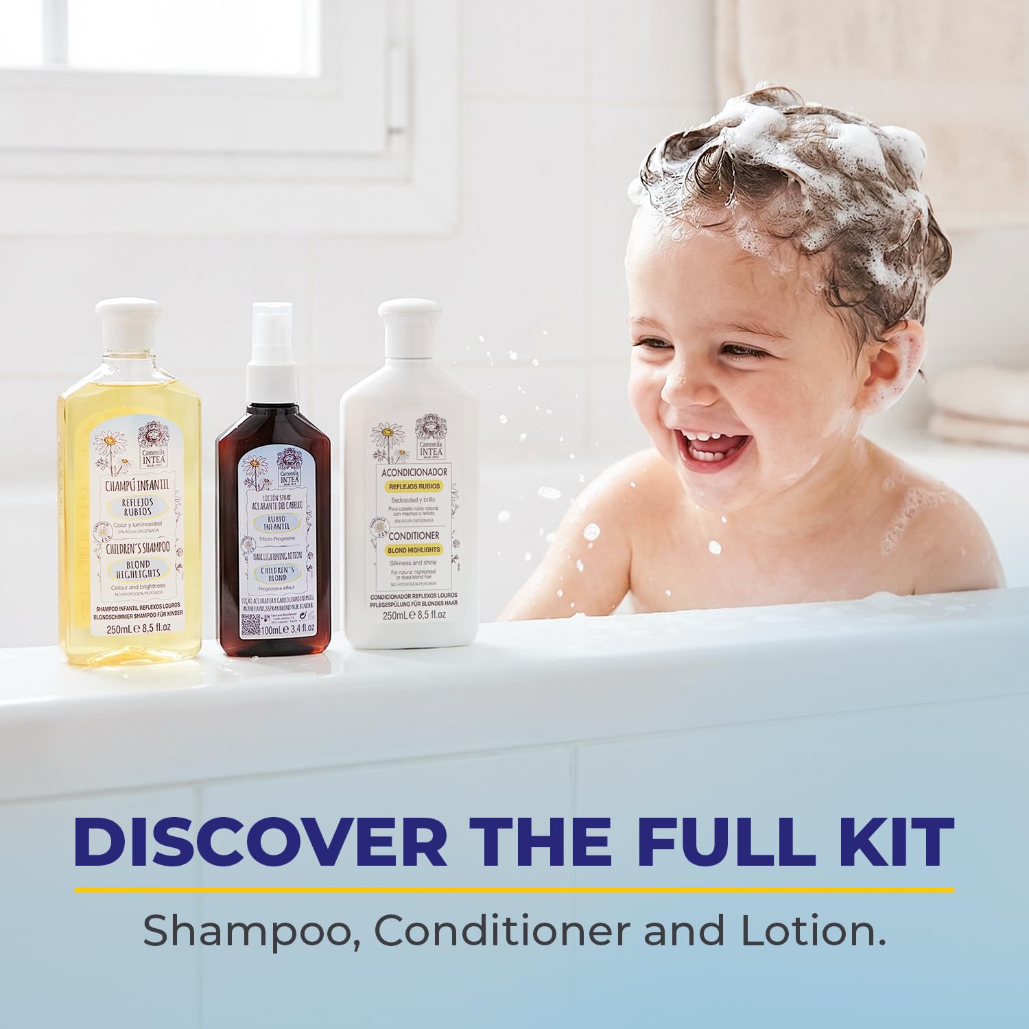 Intea shampoo next to common items showing 8.5oz size