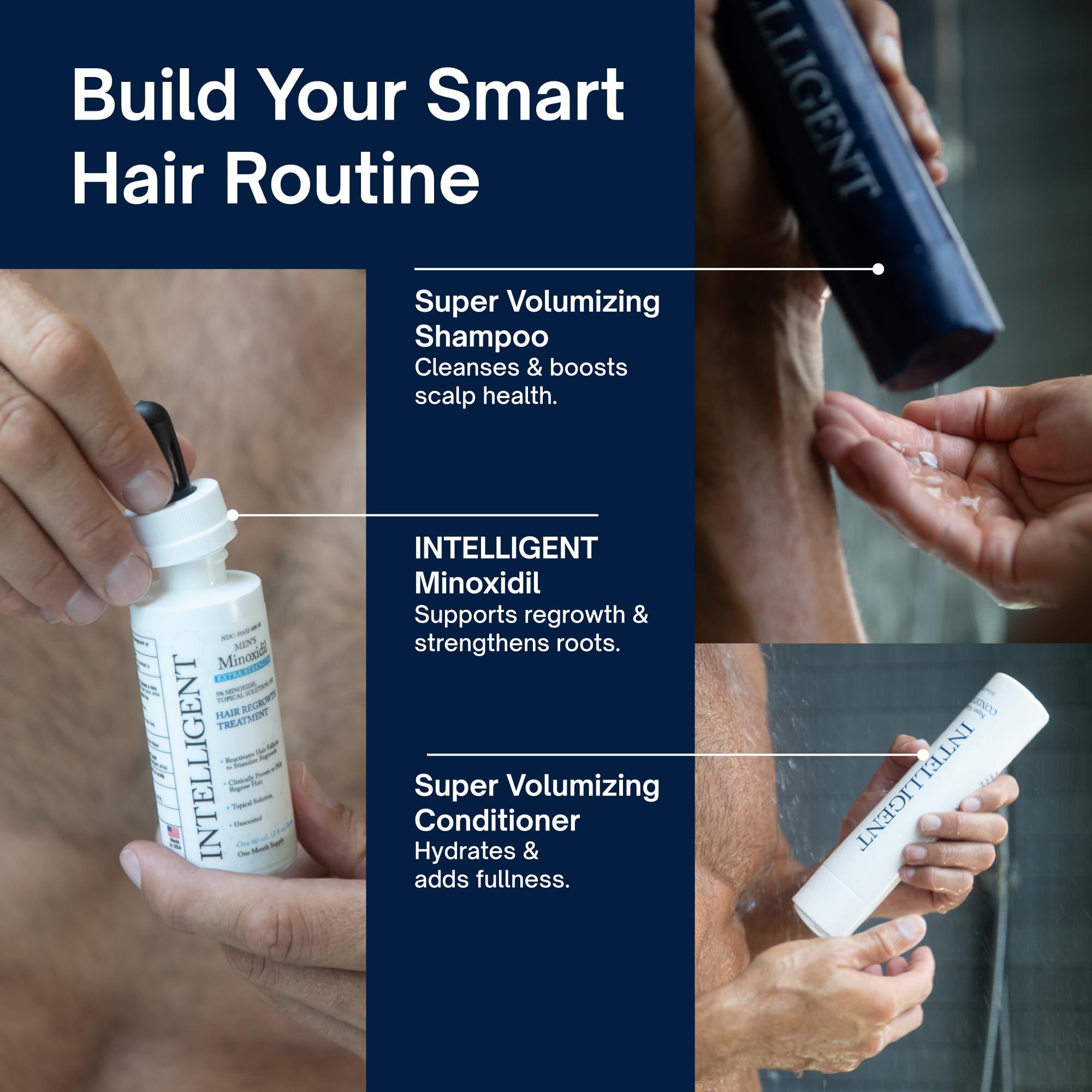 INTELLIGENT shampoo dispensed on palm showing smooth texture and spreadability