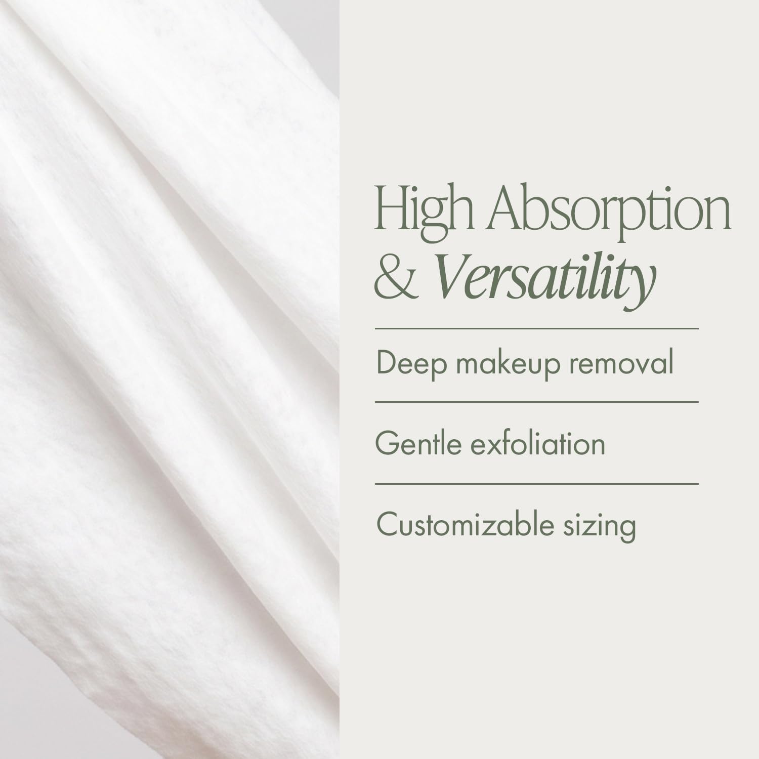 Intrinsics cotton roll next to hand showing 12-inch scale and customizable benefit