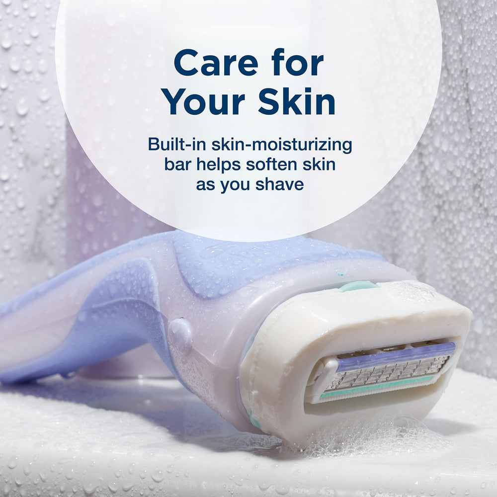 INTUITION detailed view of four blades for smooth, close shave without irritation