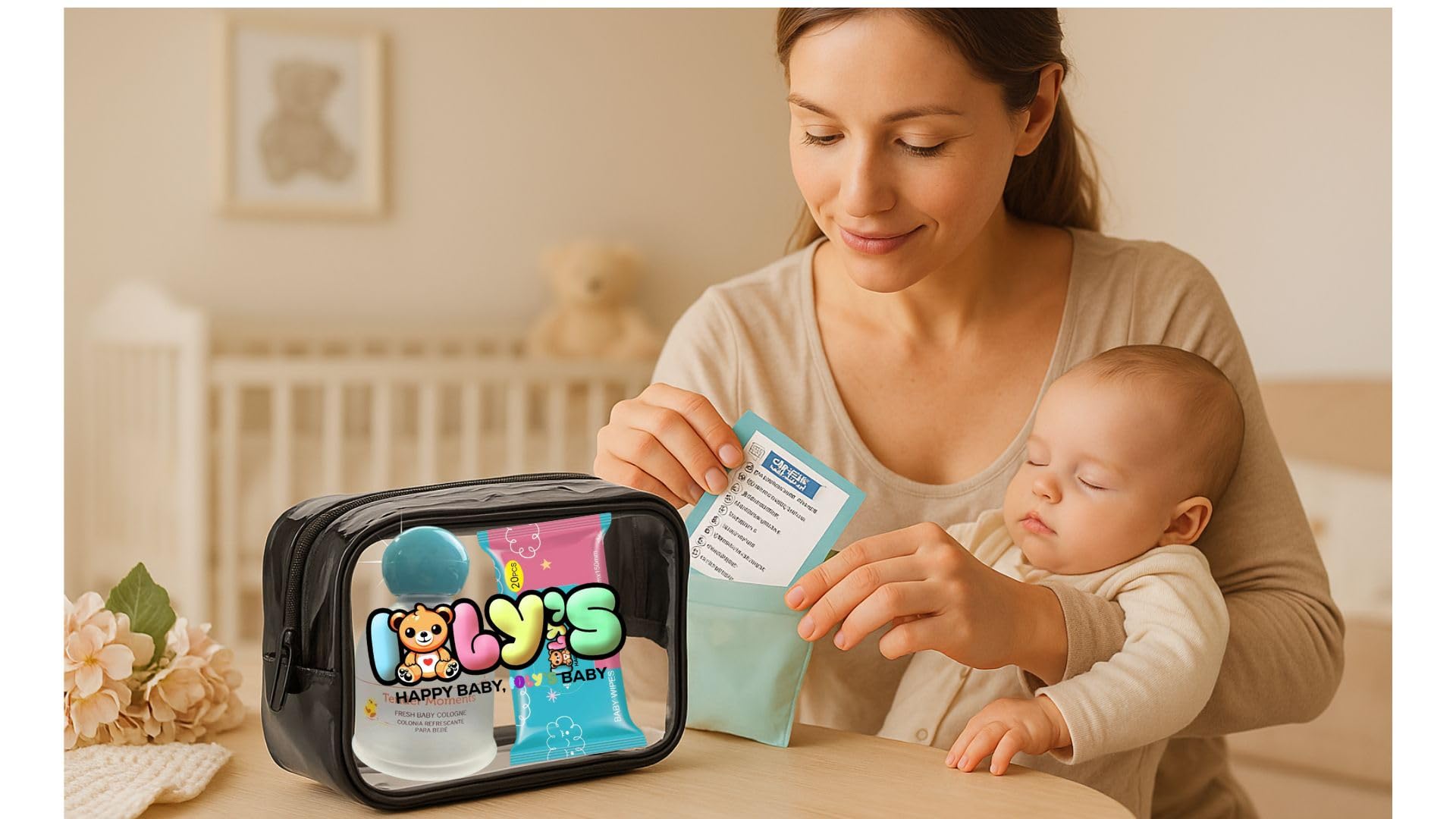 Ioly's baby after bath lifestyle scene showing use benefit: comforting freshness