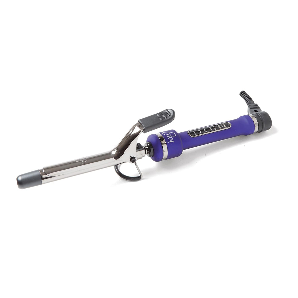 ion titanium pro curling iron front view showing controls and professional finish for reliable styling