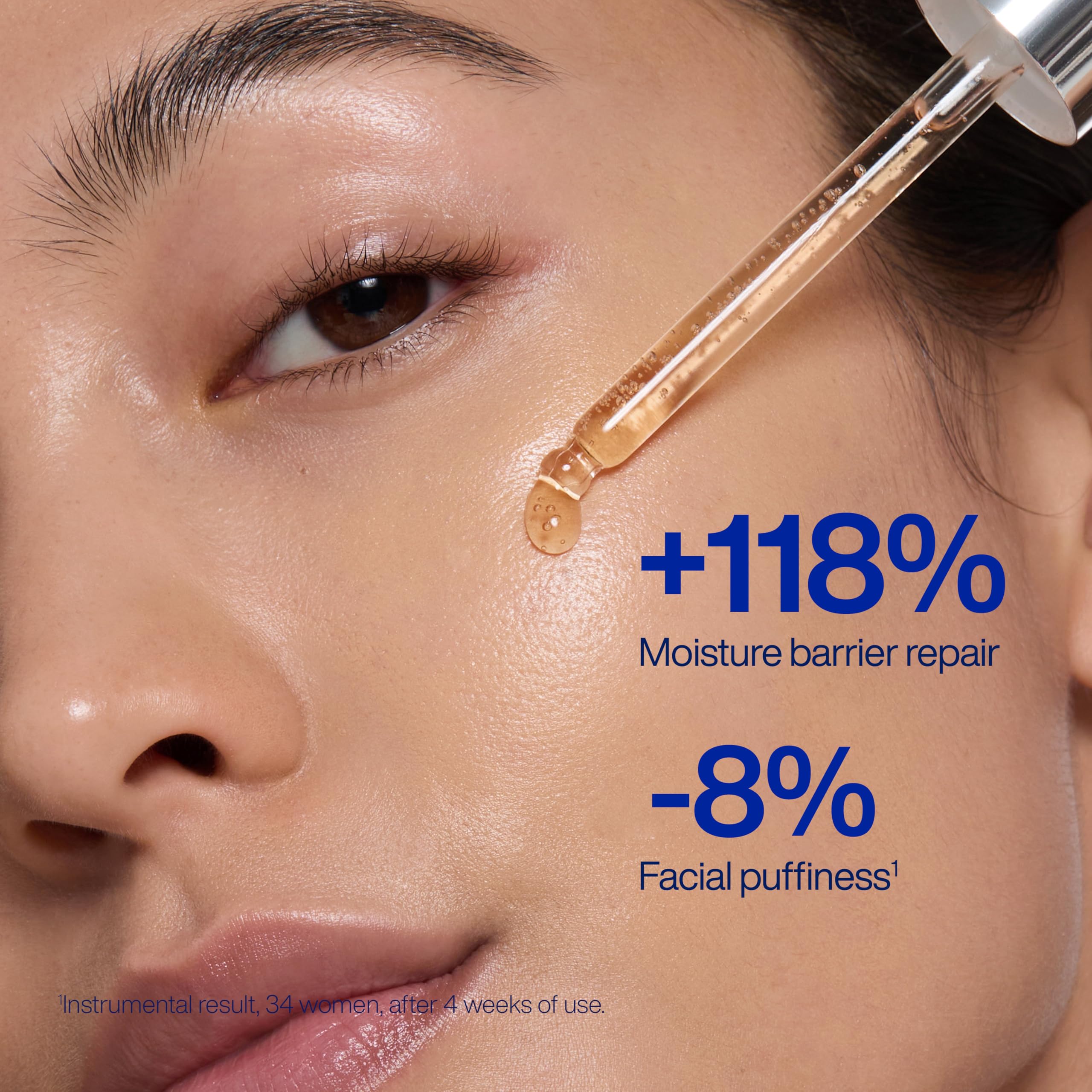 IOPE applying serum around eye area to reduce puffiness and refresh look