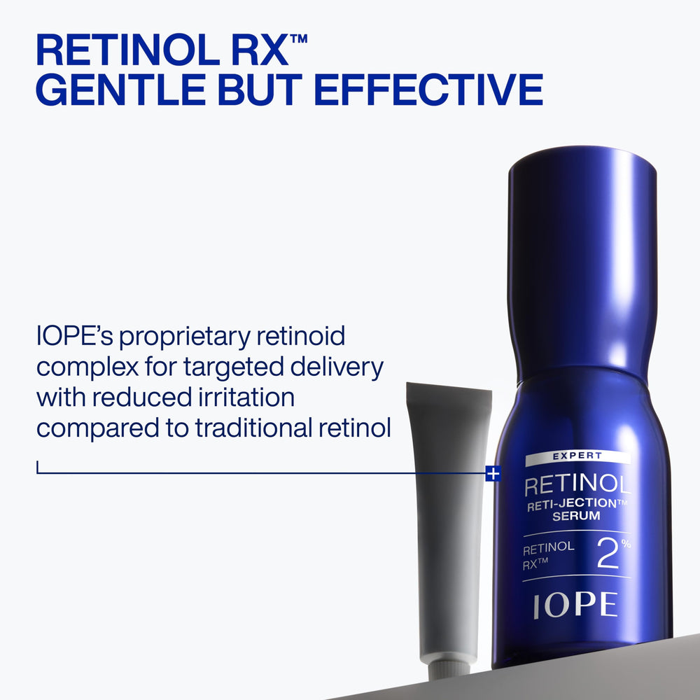 IOPE hand applying serum to skin demonstrating easy spreadability and improved texture benefit