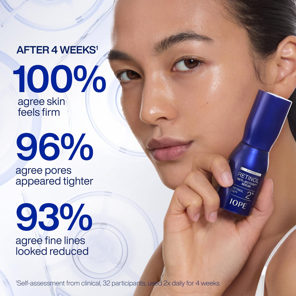 IOPE product label and ingredients view showing targeted retinol complex benefit