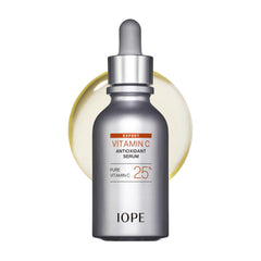 IOPE bottle front view showing sleek packaging and potent vitamin C