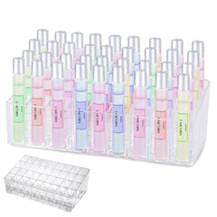 IPENP front view clear acrylic organizer showing 36 empty slots and tidy display benefit