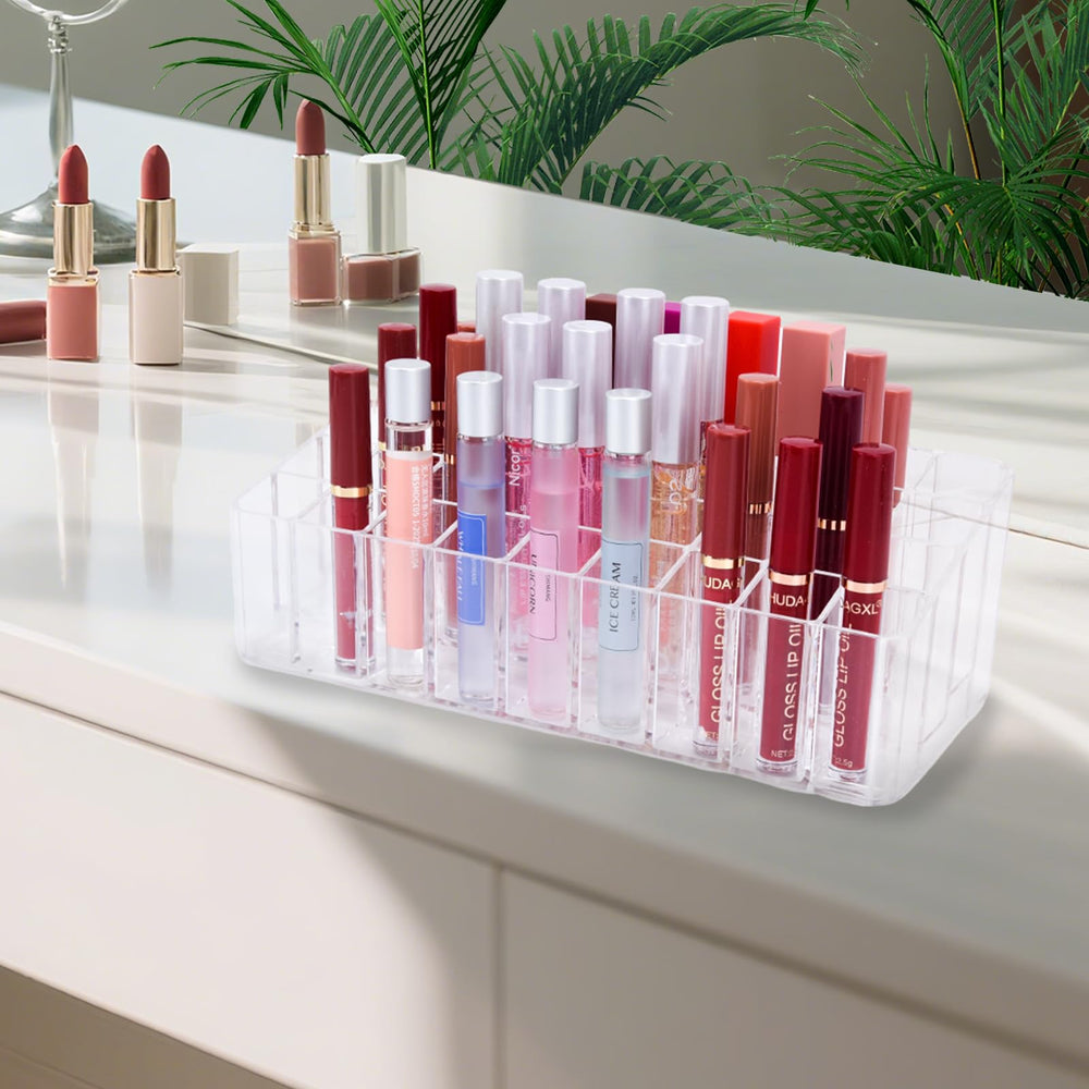 IPENP organizer in use on a vanity with rollerballs and glosses for easy access benefit
