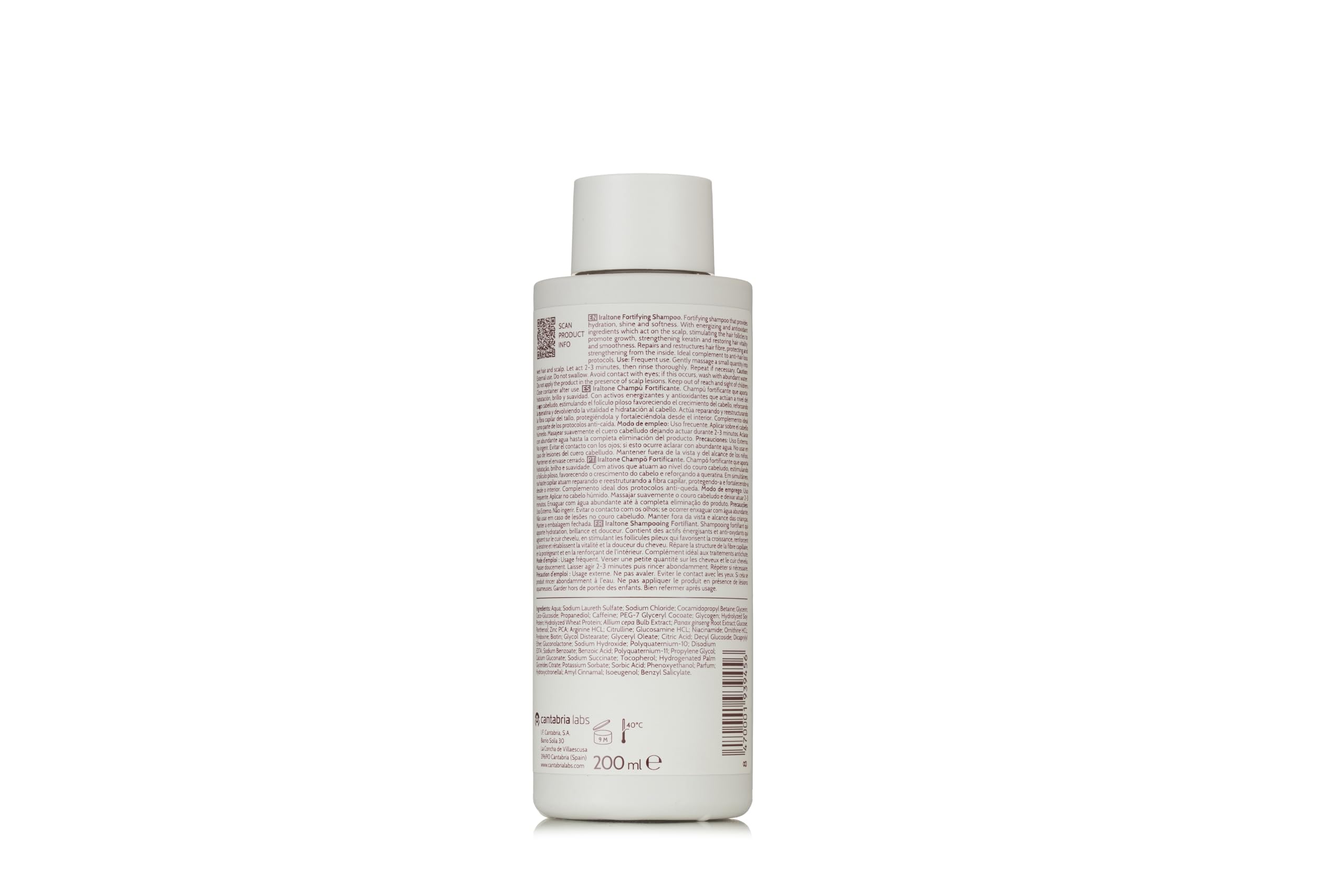 IRALTONE shampoo texture close-up on fingertips showing creamy lather and quick absorption benefit