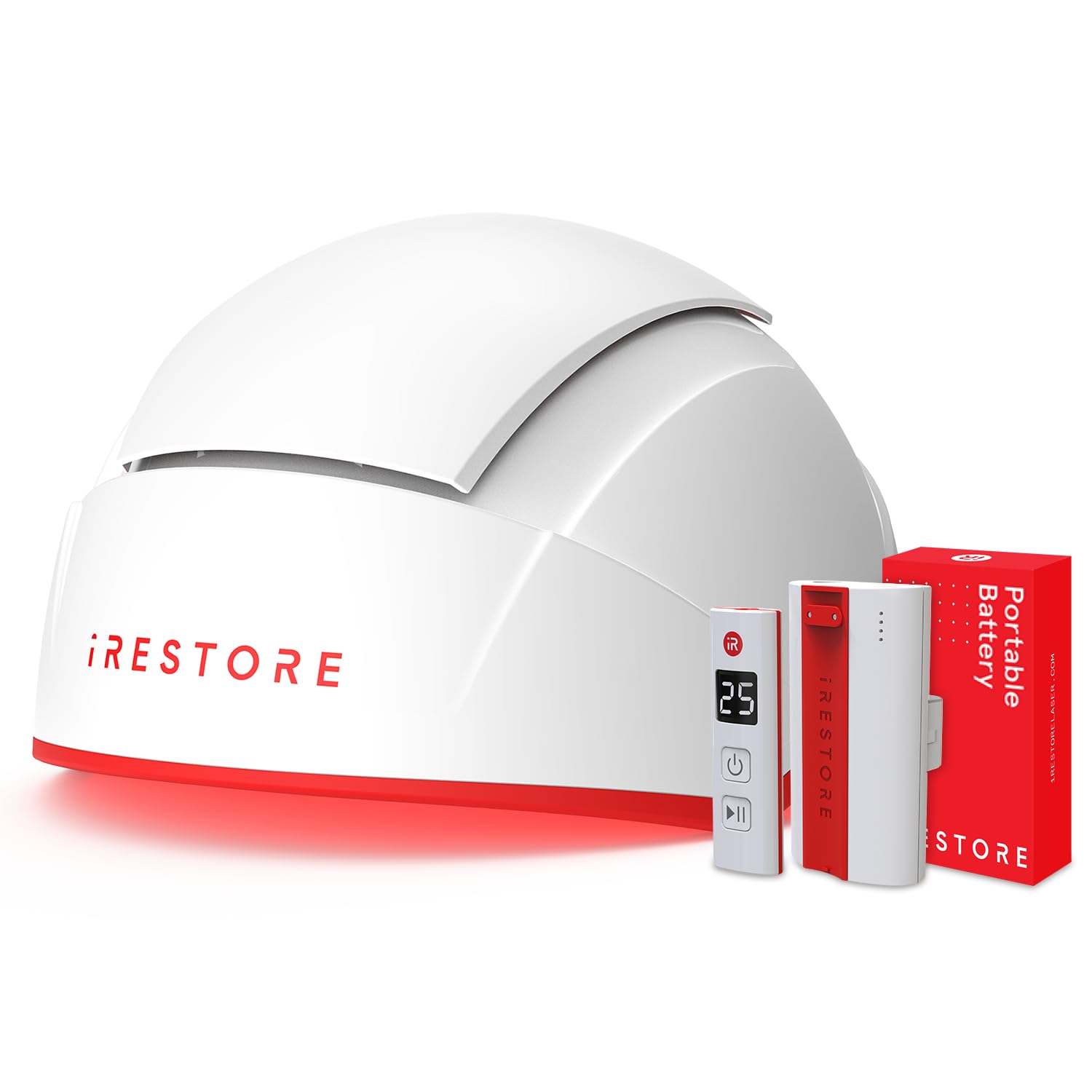 iRestore front cap view showing 282 lasers and broader coverage benefit
