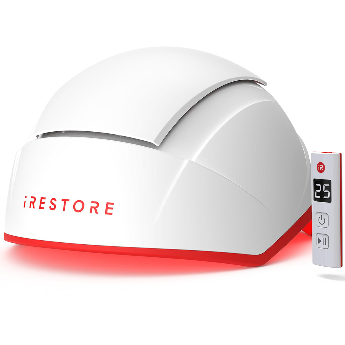 iRestore front view showing full-coverage helmet and comfortable fit