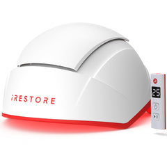 iRestore front view showing full-coverage helmet and comfortable fit