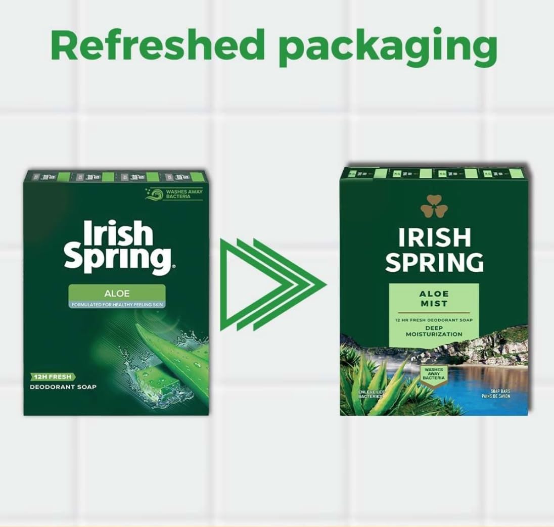 Irish Spring aloe bars boxed view indicating organized storage and ready supply
