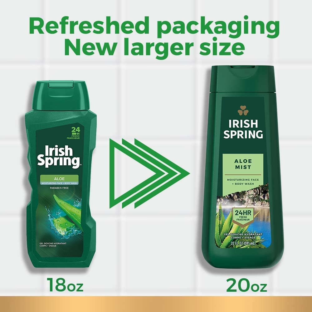 Aloe vera body wash gel on palm showcasing smooth lathering benefit from Irish Spring