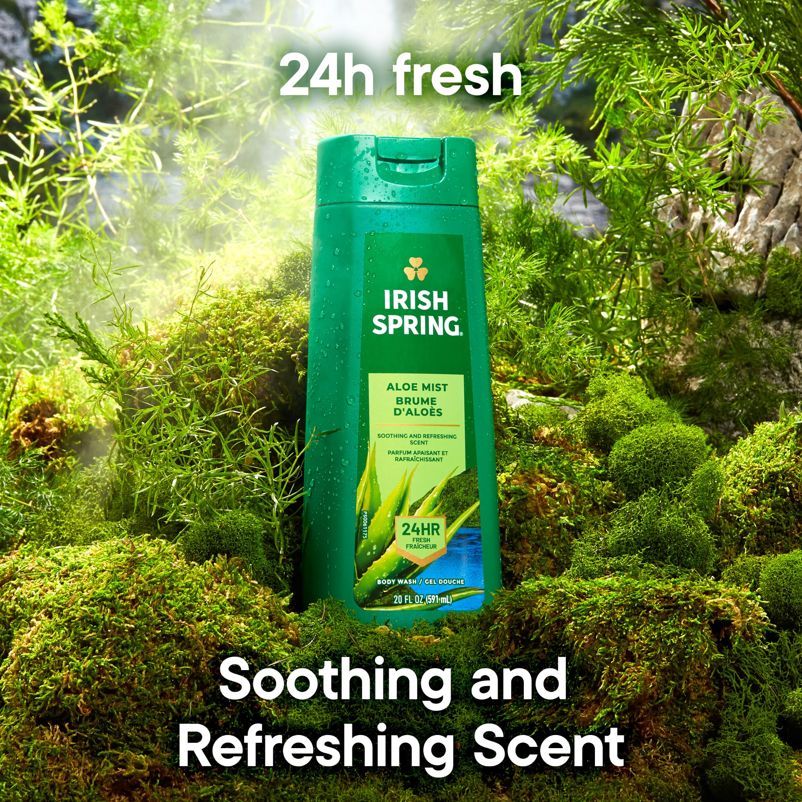 Irish Spring pump close-up highlighting easy-dispense benefit