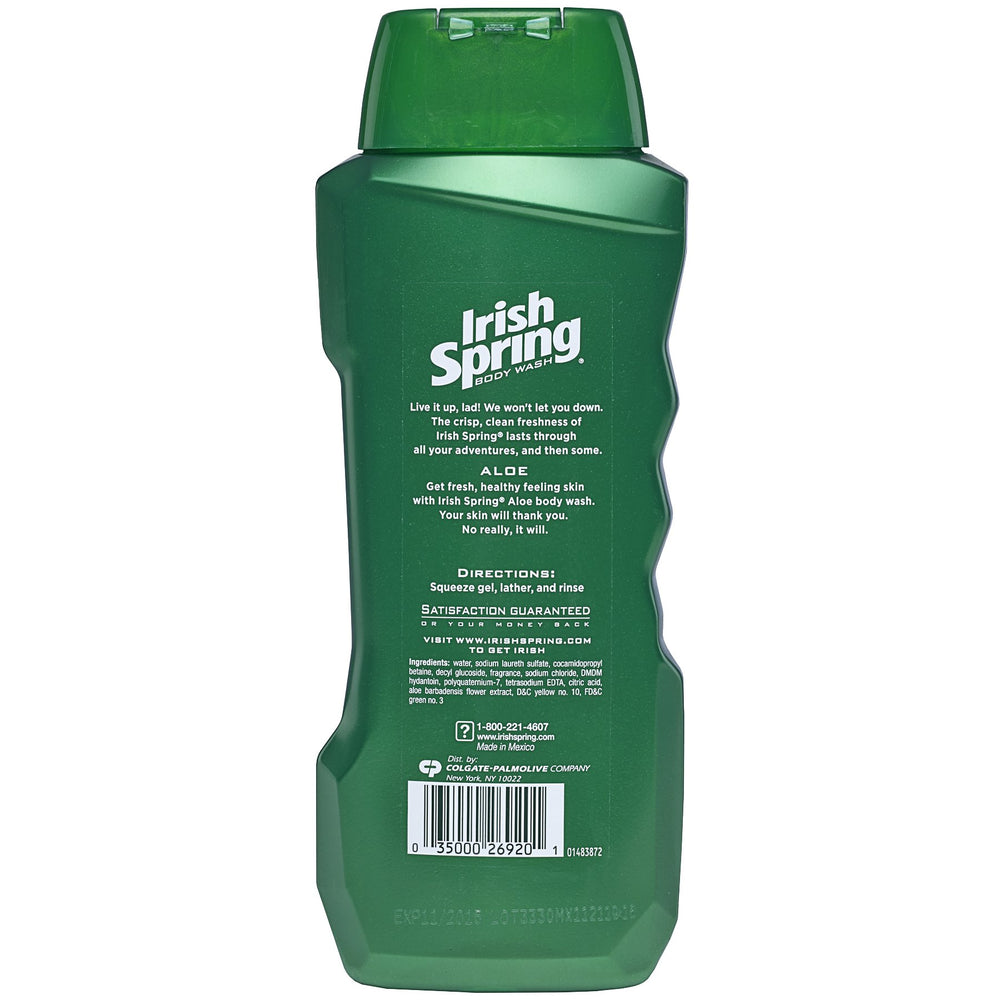 Flip-top cap open on Irish Spring bottle demonstrating convenient one-handed dispensing