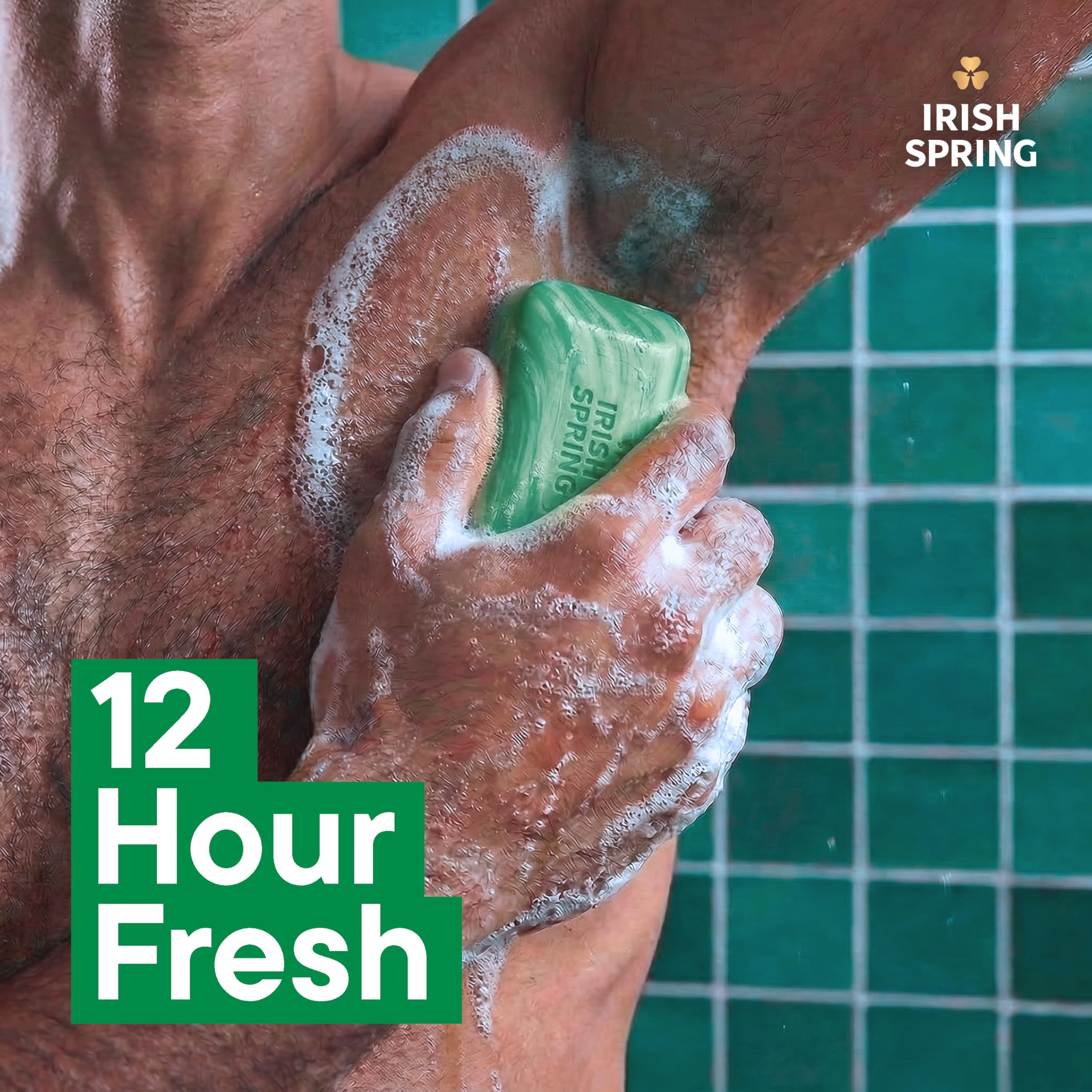 Irish Spring bar producing rich lather to demonstrate effective cleansing and suds