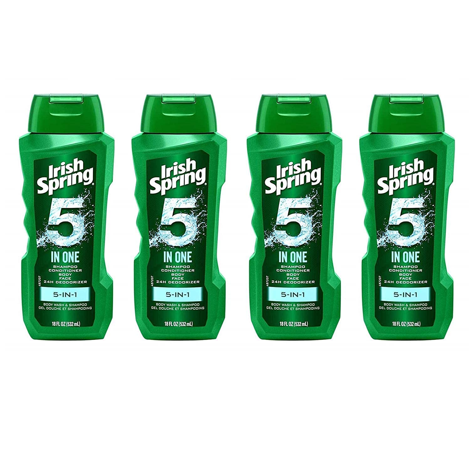 Irish Spring front packaging showing bottle and pack benefits