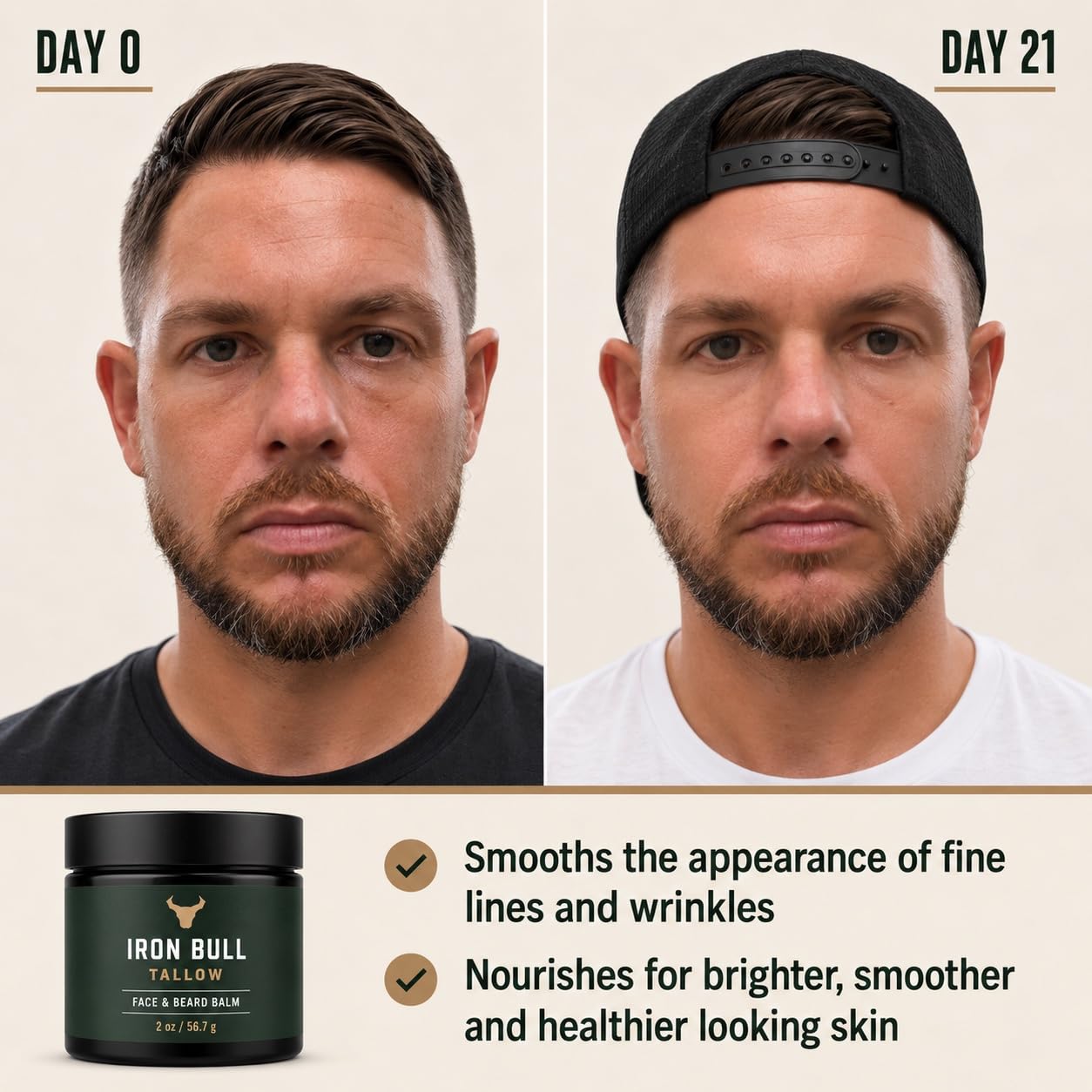 Iron Bull beard application demo softening facial hair and improving manageability