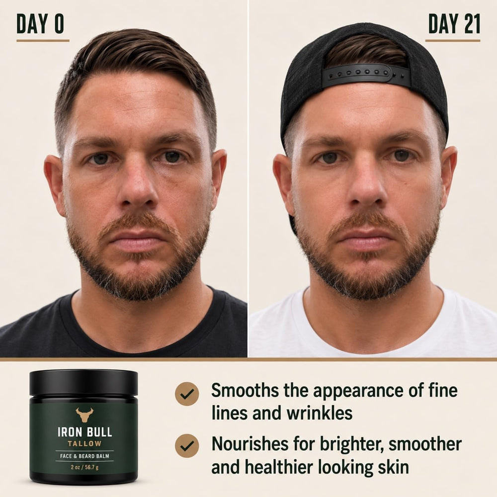 Iron Bull beard application demo softening facial hair and improving manageability