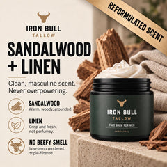 Iron Bull texture close-up of creamy tallow balm showing smooth absorbent consistency