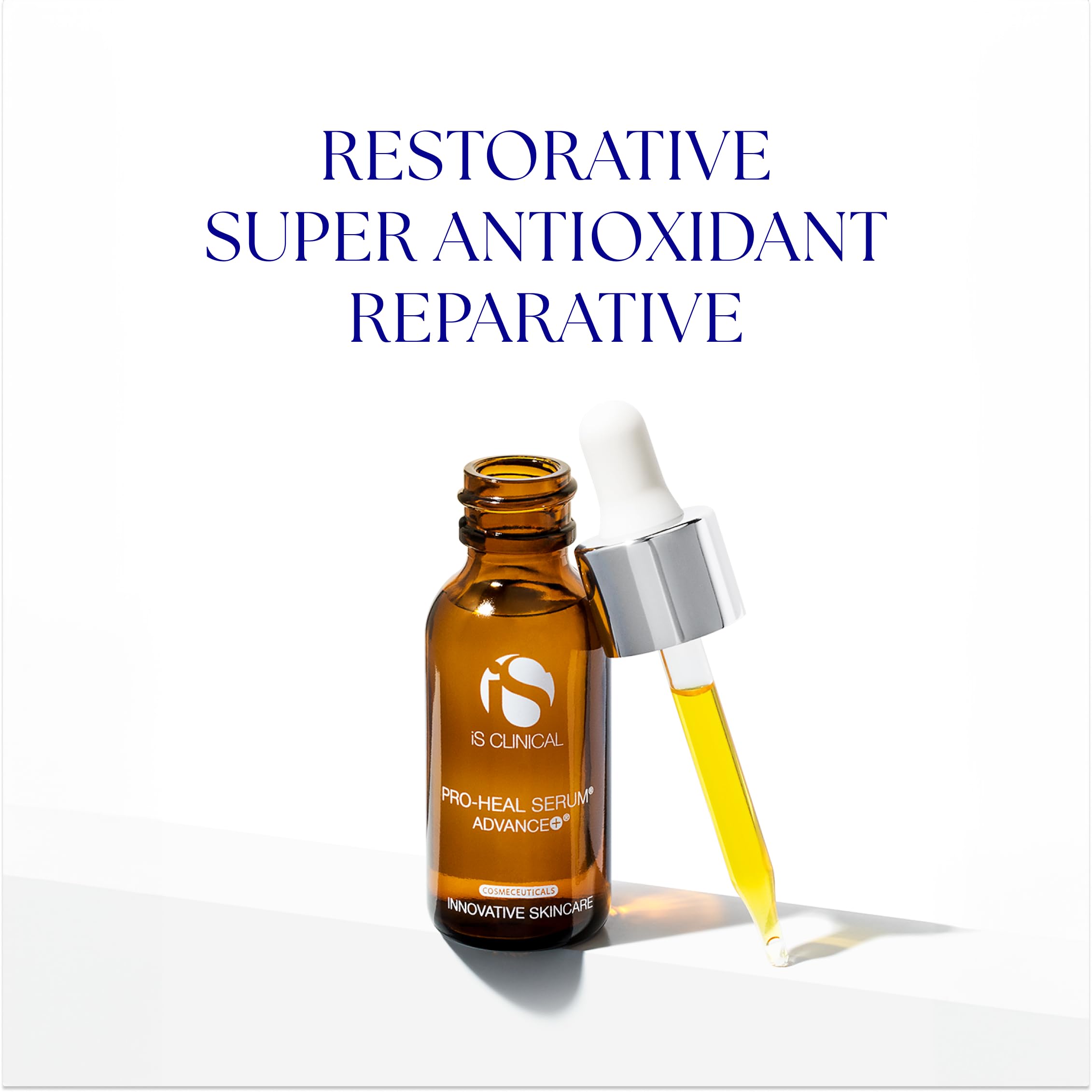 iS CLINICAL clear serum drop on hand showing lightweight absorbent texture