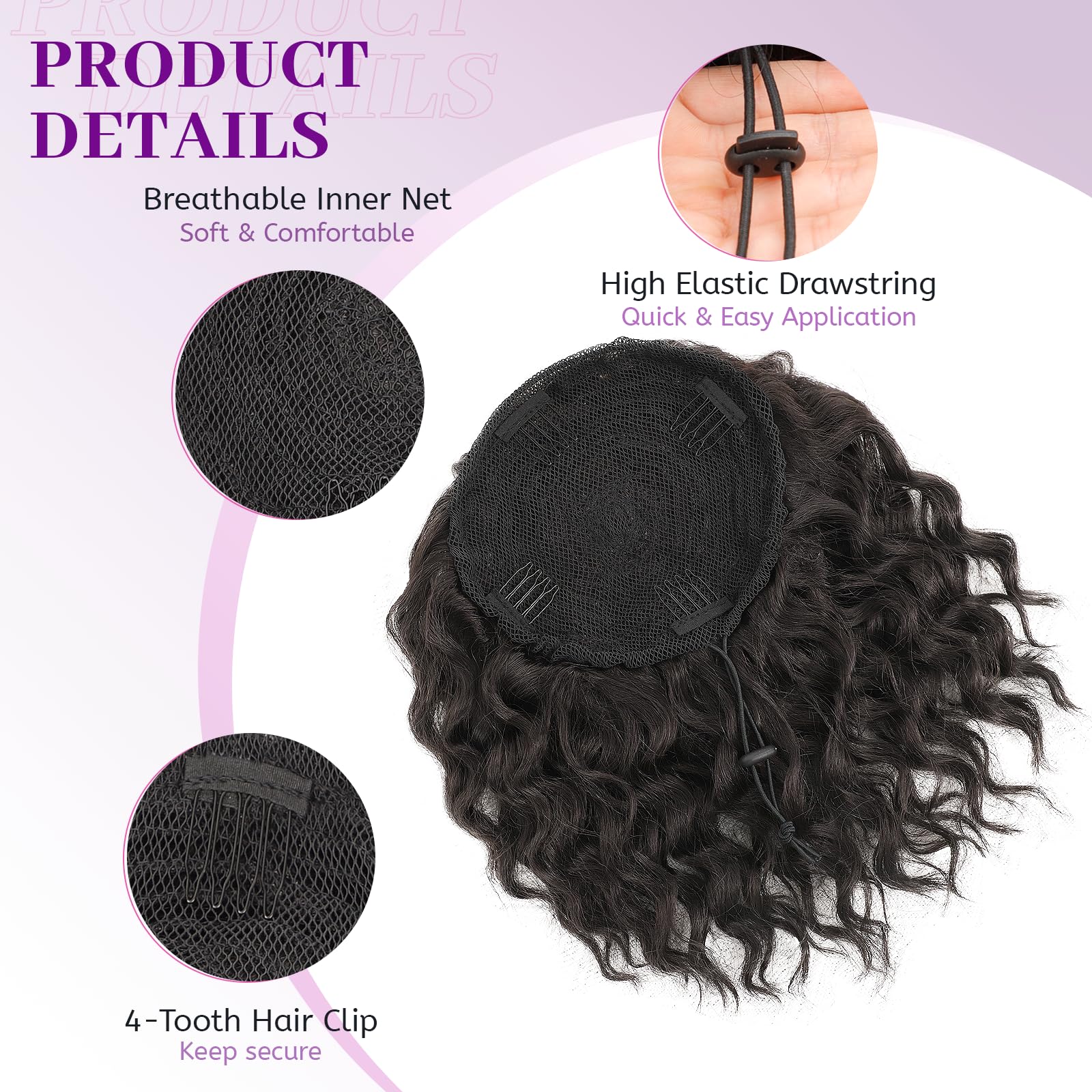 Isaic close-up of curly texture highlighting natural look and easy blending benefit