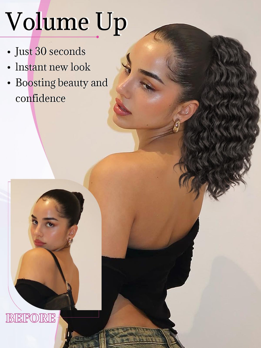 Isaic four clips visible to secure ponytail for long-lasting hold