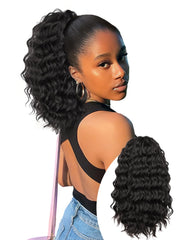 Isaic front packaging showing 12 inch curly ponytail and instant volume