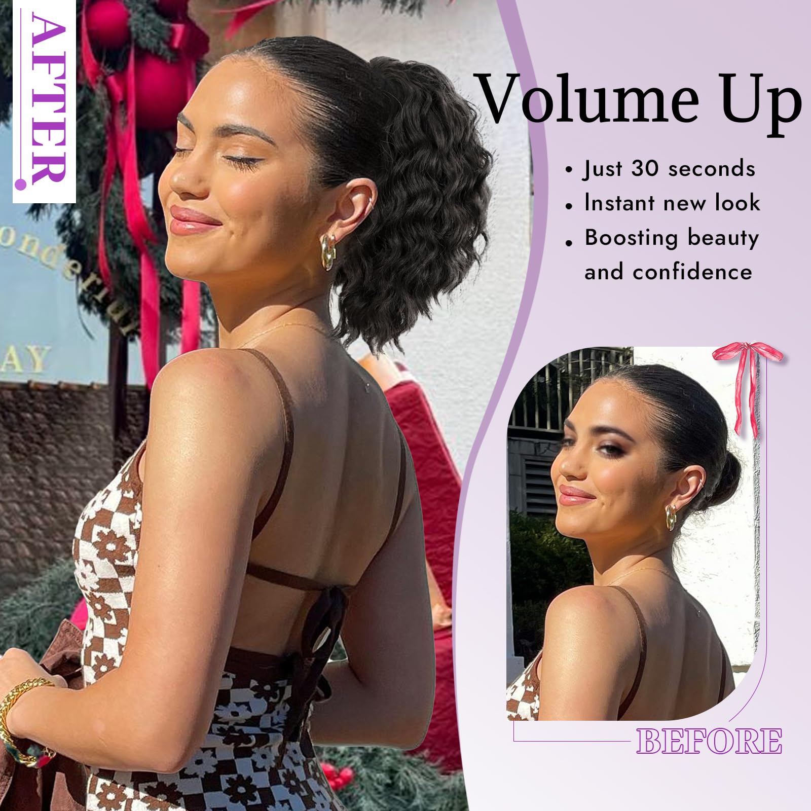 Isaic low ponytail styled on model showing versatility and polished appearance benefit