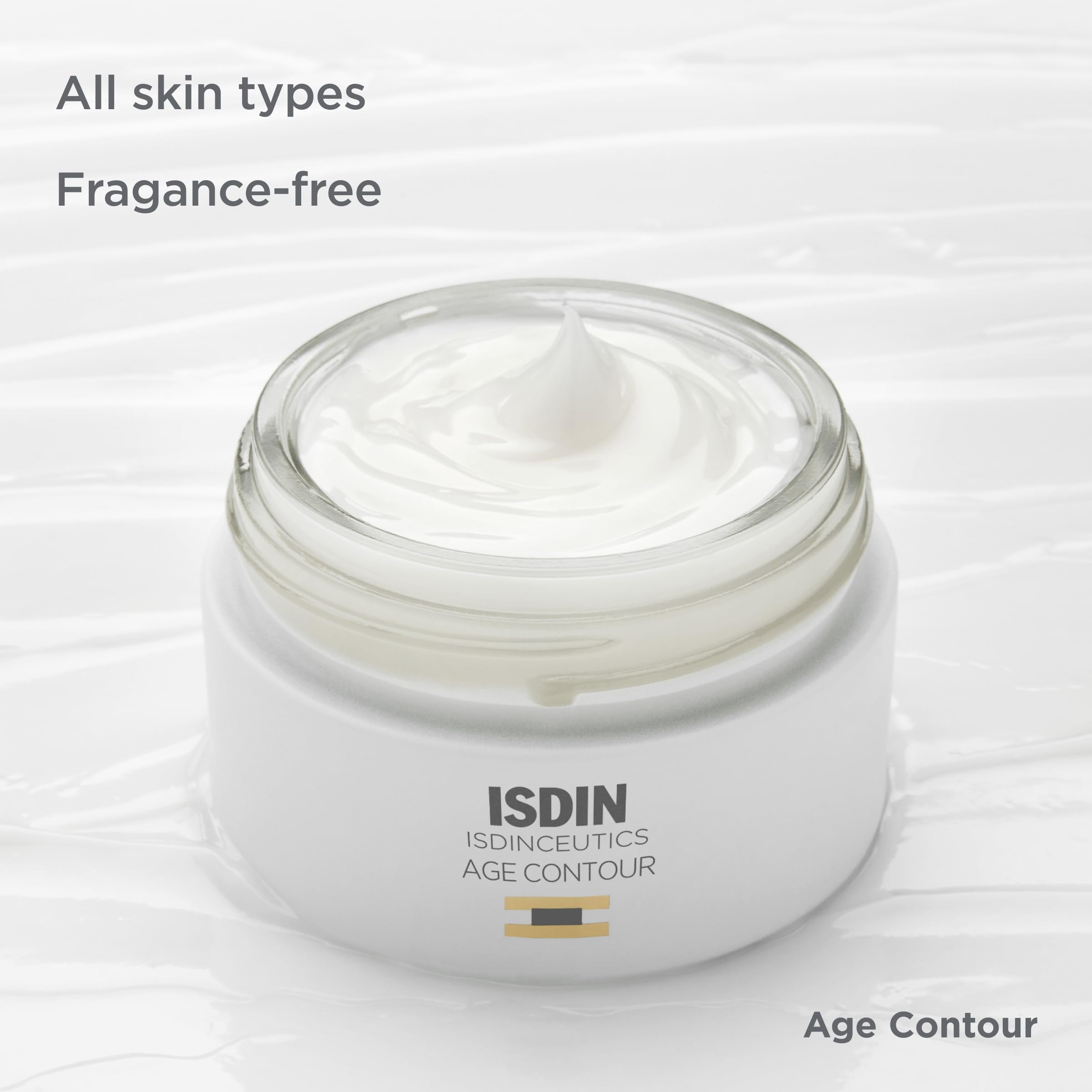ISDIN product label close-up highlighting key anti-glycation ingredients