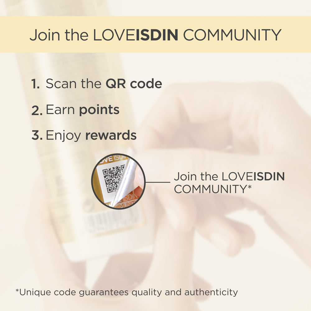 ISDIN before-and-after skin texture comparison showing visible smoothing