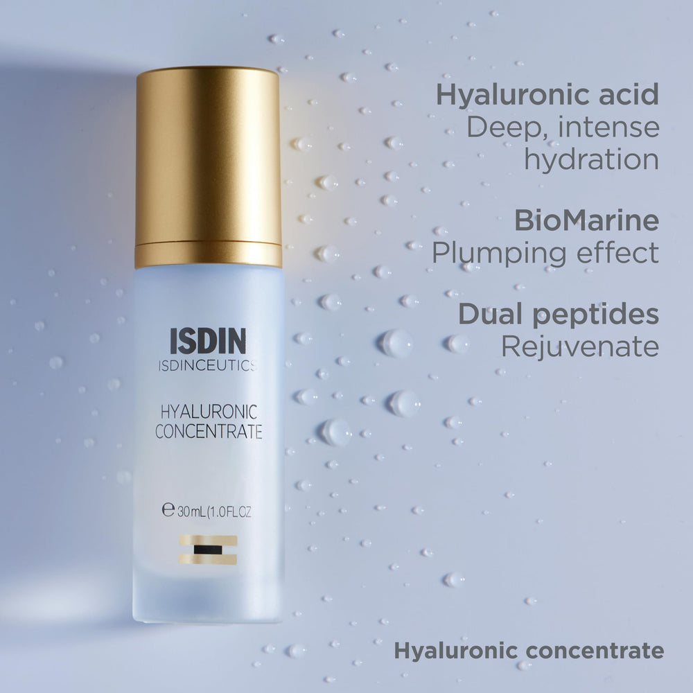 Droplet of ISDIN serum on skin demonstrating quick absorption benefit