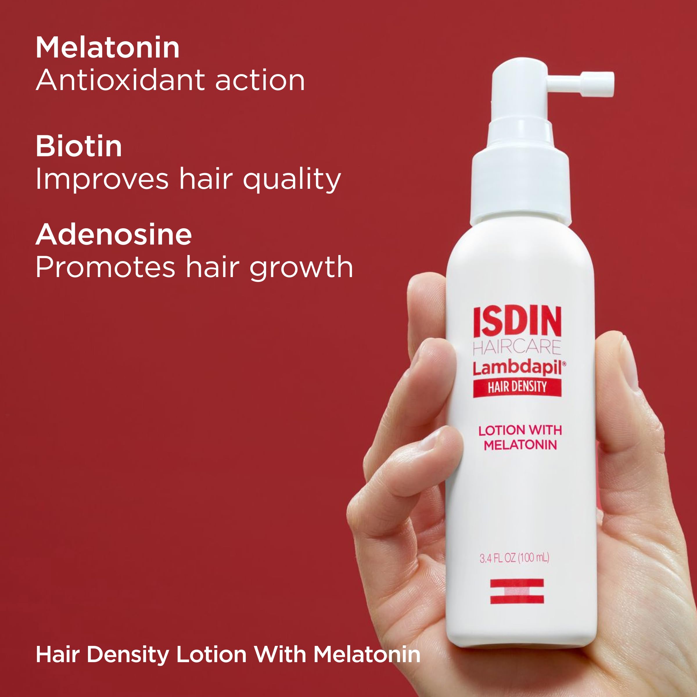 ISDIN Lambdapil conceptual before and after hair, visualizing fuller-looking hair benefit