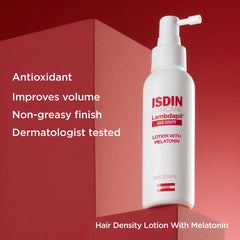 ISDIN Lambdapil lotion texture close-up, lightweight non-greasy formula visible